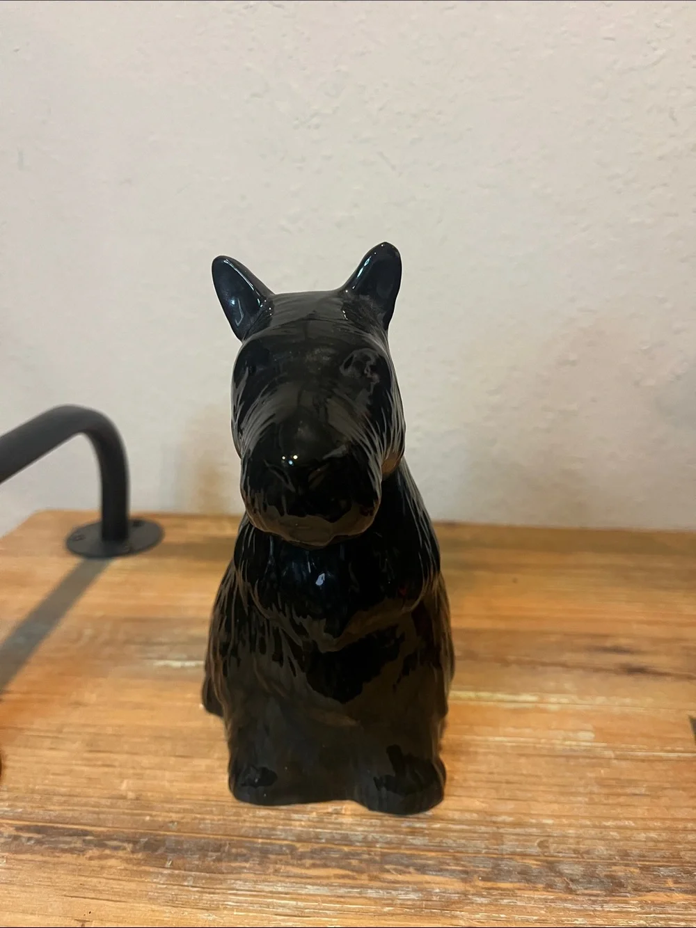 Glossy Black Ceramic Scottie Dog Figurine - Decorative Home Accent